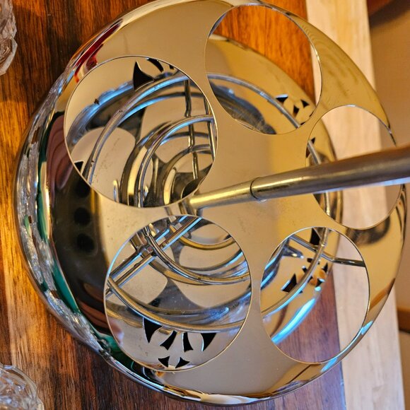 Vintage rotating cruet set rotating 5 pc metal/glass salt pepper oil/vinegar jam - Picture 6 of 9